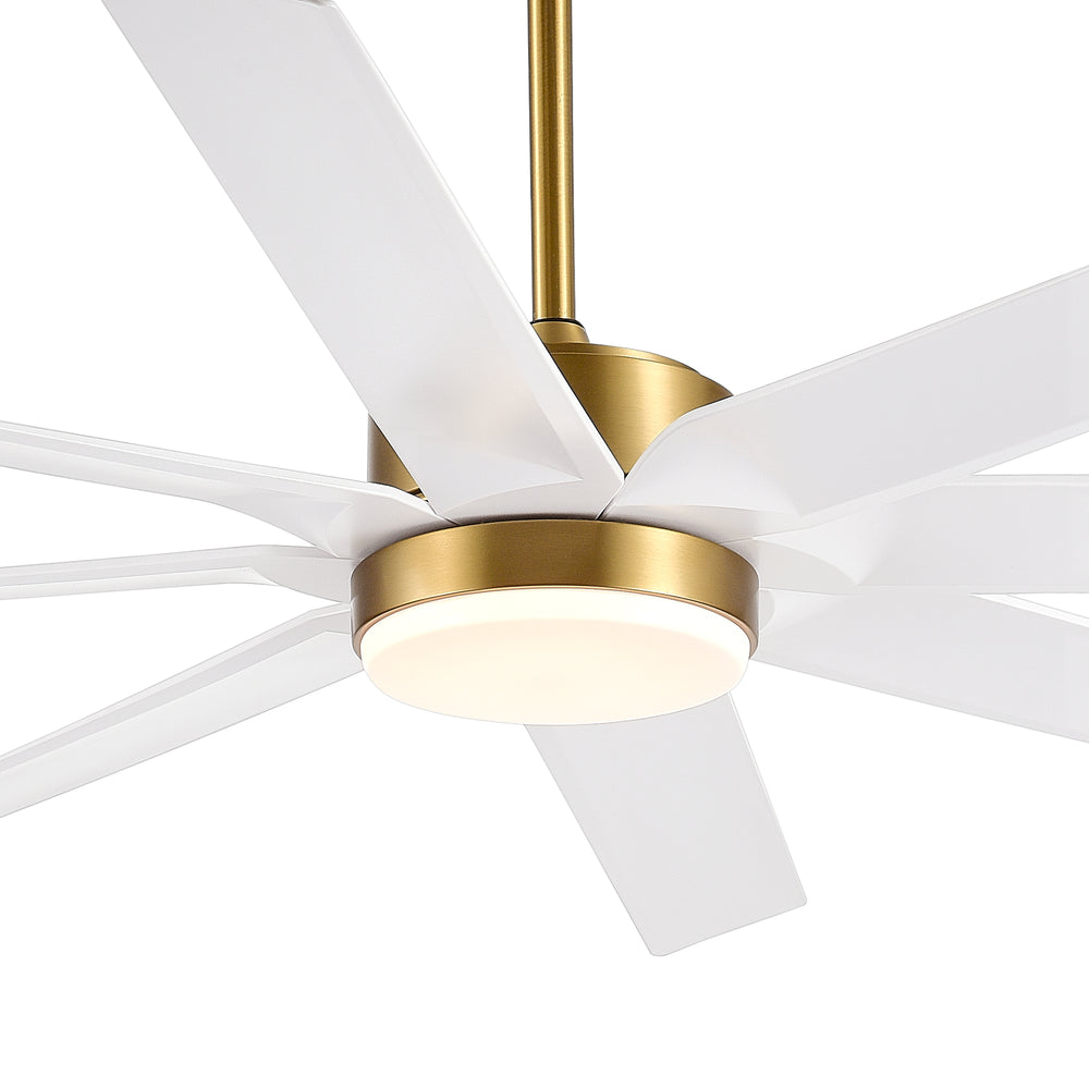 Gold & Black Ceiling Fans with LED Lights, 70 Inch 8-Blade Ceiling Fan Remote Control, Industrial Ceiling Fan with Reversible DC Motor, Downrod Mount LED Ceiling Light for Bedroom