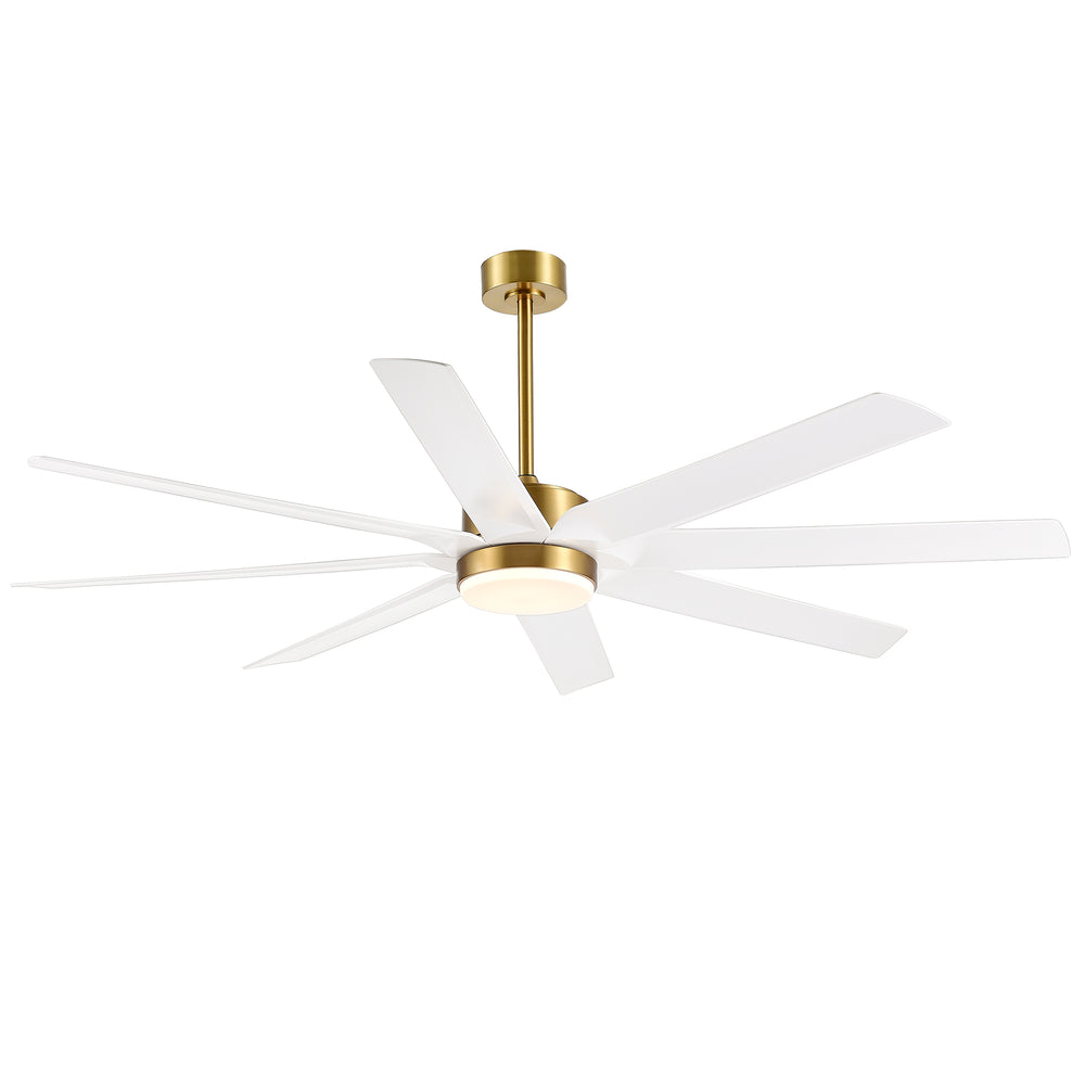 Gold & Black Ceiling Fans with LED Lights, 70 Inch 8-Blade Ceiling Fan Remote Control, Industrial Ceiling Fan with Reversible DC Motor, Downrod Mount LED Ceiling Light for Bedroom