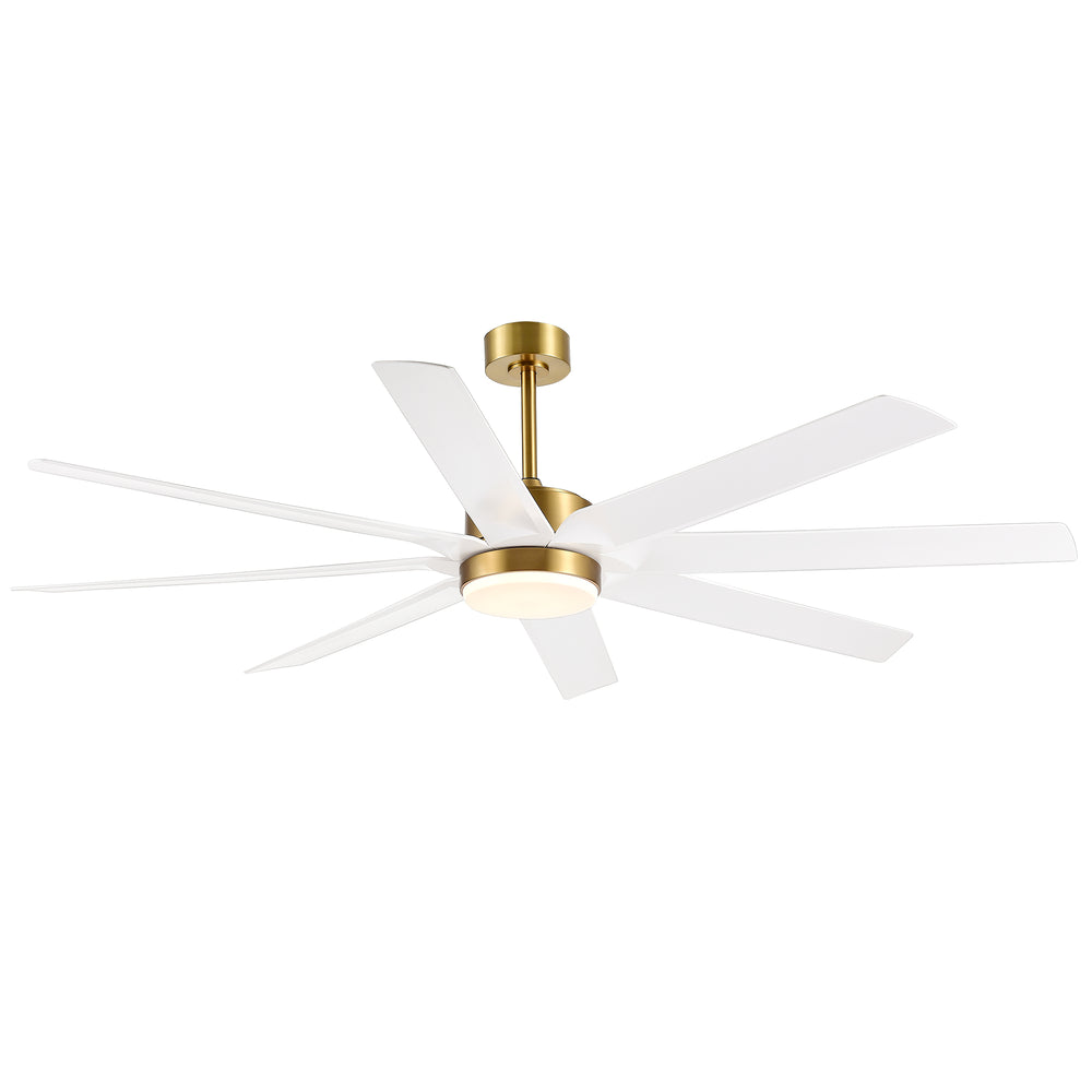 Gold & Black Ceiling Fans with LED Lights, 70 Inch 8-Blade Ceiling Fan Remote Control, Industrial Ceiling Fan with Reversible DC Motor, Downrod Mount LED Ceiling Light for Bedroom
