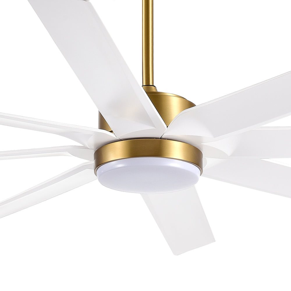Gold & Black Ceiling Fans with LED Lights, 70 Inch 8-Blade Ceiling Fan Remote Control, Industrial Ceiling Fan with Reversible DC Motor, Downrod Mount LED Ceiling Light for Bedroom