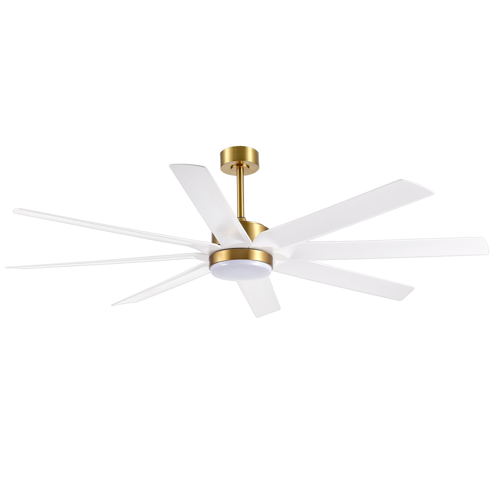 Gold & Black Ceiling Fans with LED Lights, 70 Inch 8-Blade Ceiling Fan Remote Control, Industrial Ceiling Fan with Reversible DC Motor, Downrod Mount LED Ceiling Light for Bedroom