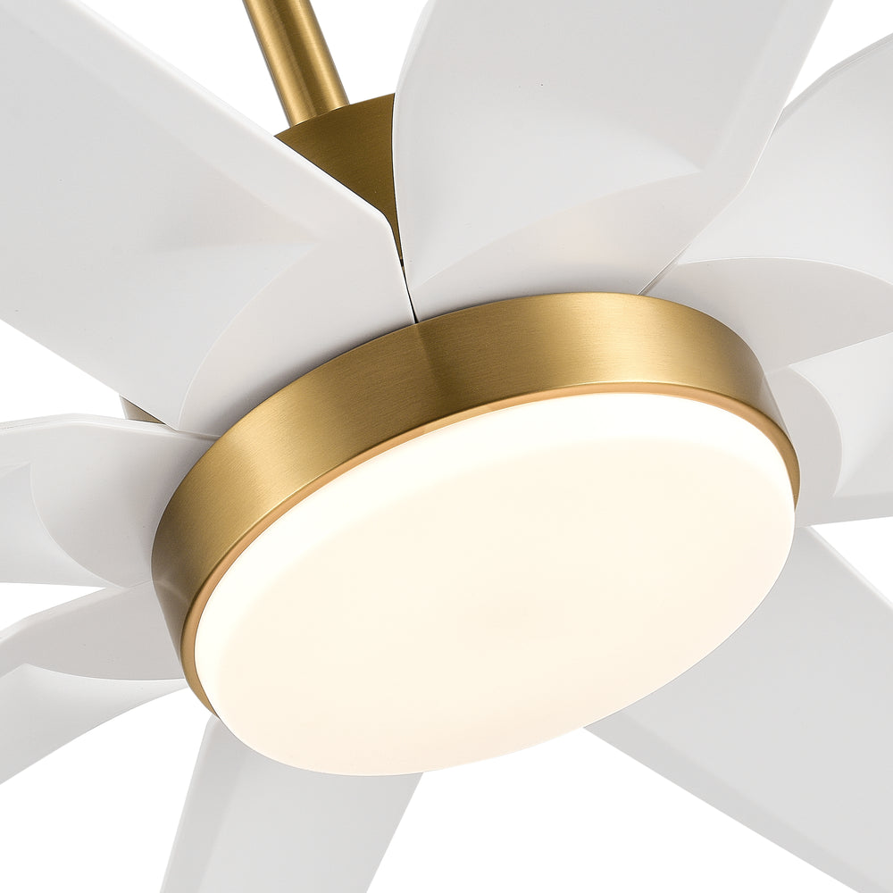 Gold & Black Ceiling Fans with LED Lights, 70 Inch 8-Blade Ceiling Fan Remote Control, Industrial Ceiling Fan with Reversible DC Motor, Downrod Mount LED Ceiling Light for Bedroom
