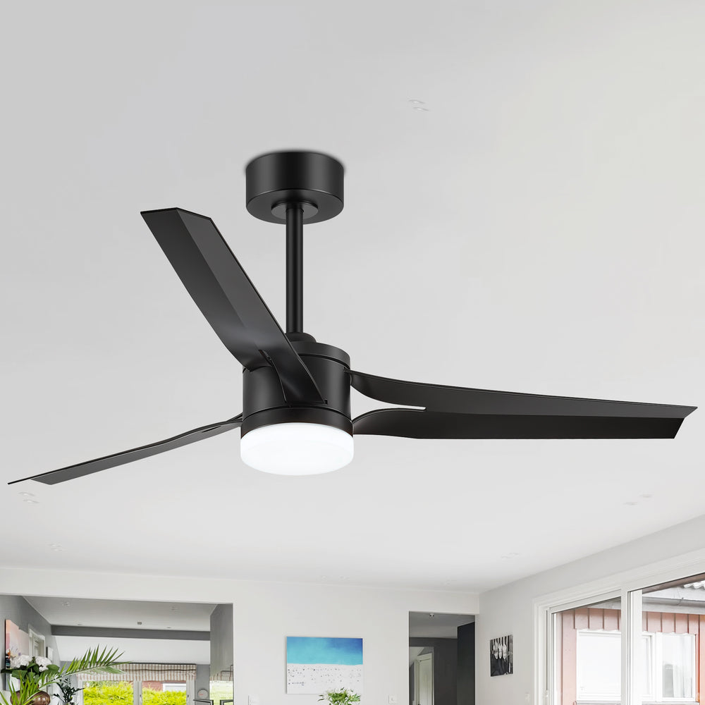52-in Black/White LED Ceiling Fan with Light Kit and Remote(3-Blade)