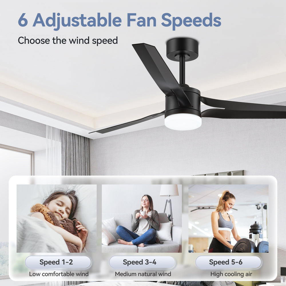 52-in Black/White LED Ceiling Fan with Light Kit and Remote(3-Blade)