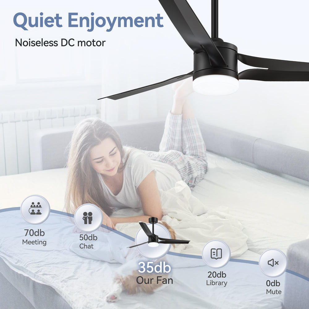 52-in Black/White LED Ceiling Fan with Light Kit and Remote(3-Blade)