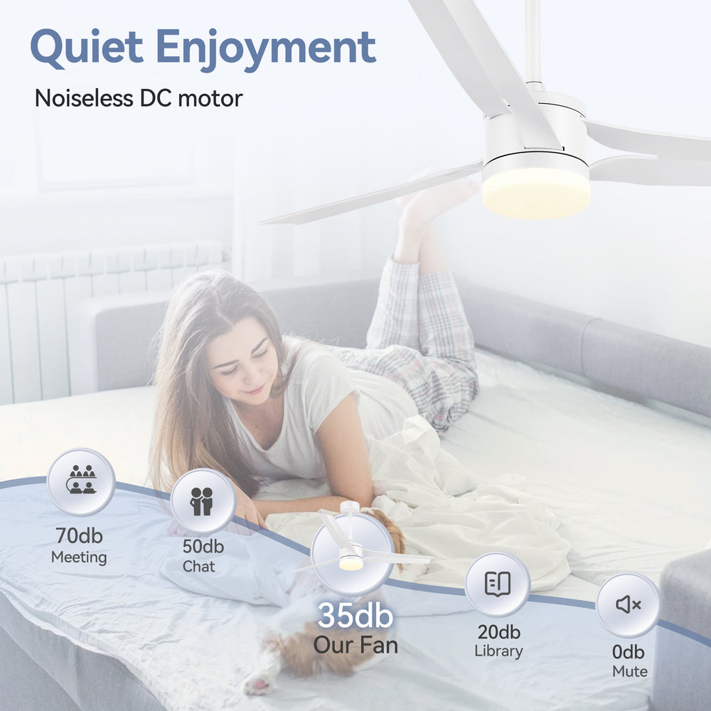 52-in Black/White LED Ceiling Fan with Light Kit and Remote(3-Blade)