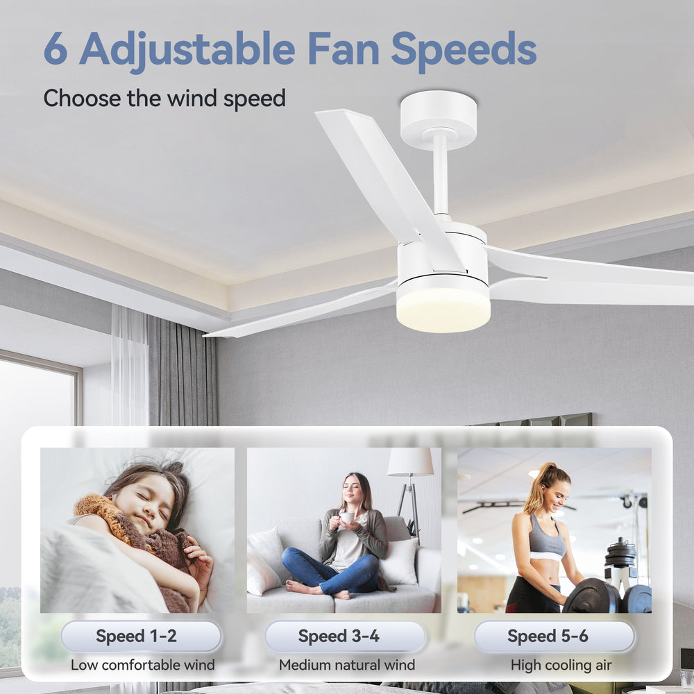 52-in Black/White LED Ceiling Fan with Light Kit and Remote(3-Blade)