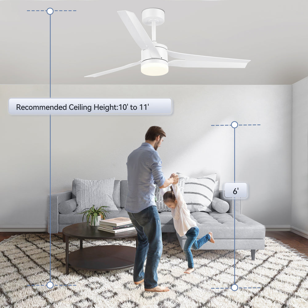 52-in Black/White LED Ceiling Fan with Light Kit and Remote(3-Blade)