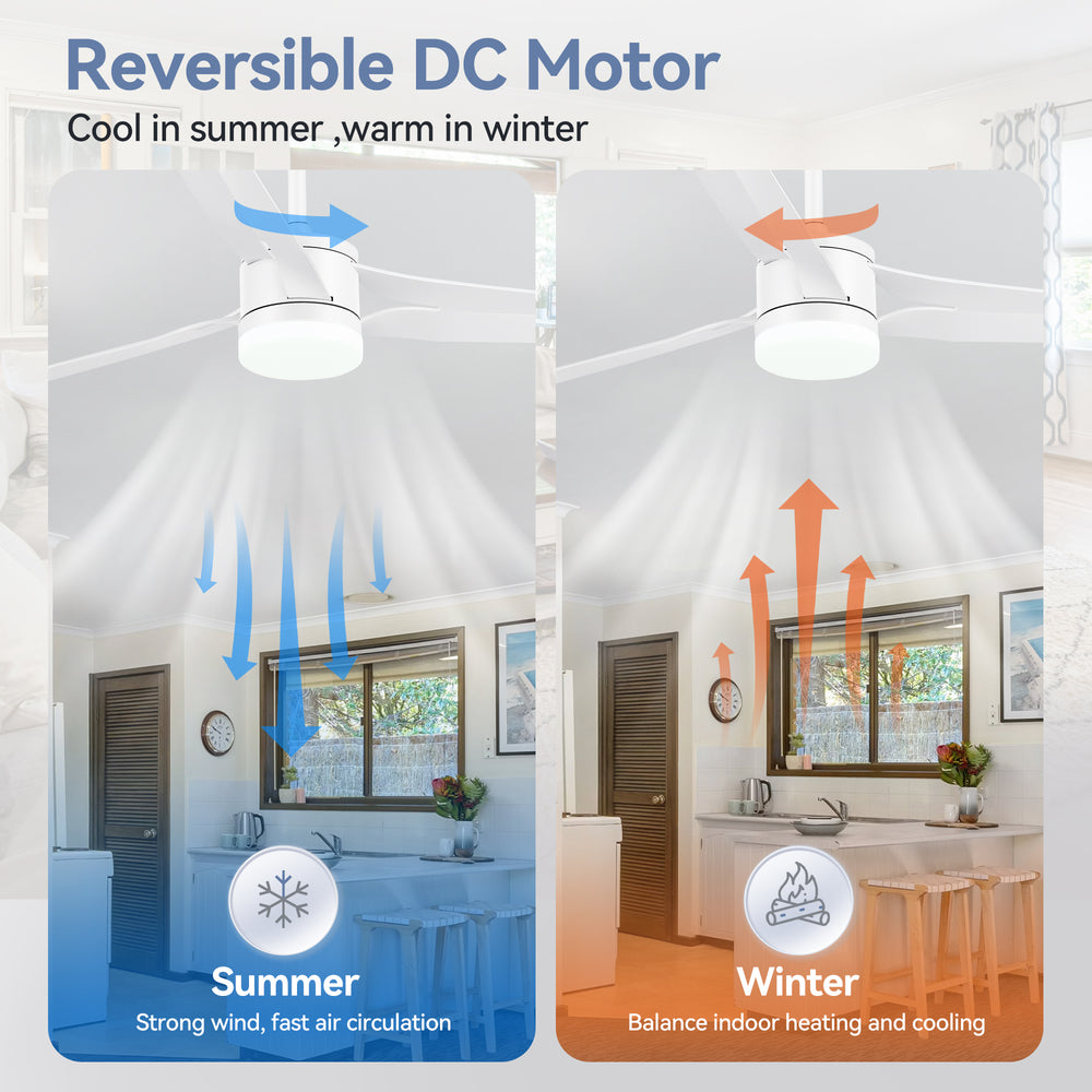 52-in Black/White LED Ceiling Fan with Light Kit and Remote(3-Blade)