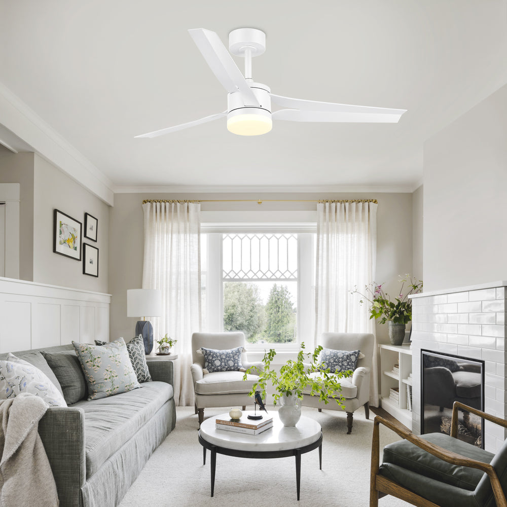 52-in Black/White LED Ceiling Fan with Light Kit and Remote(3-Blade)