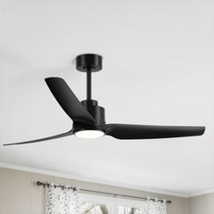 52'' Ceiling Fans with Lights Remote, Black Farmhouse Ceiling Fan with Light, 3 Blades,6 Speeds Reversible DC Motor Noiseless, Modern Ceiling Fan for Patios, Living Room, Porch