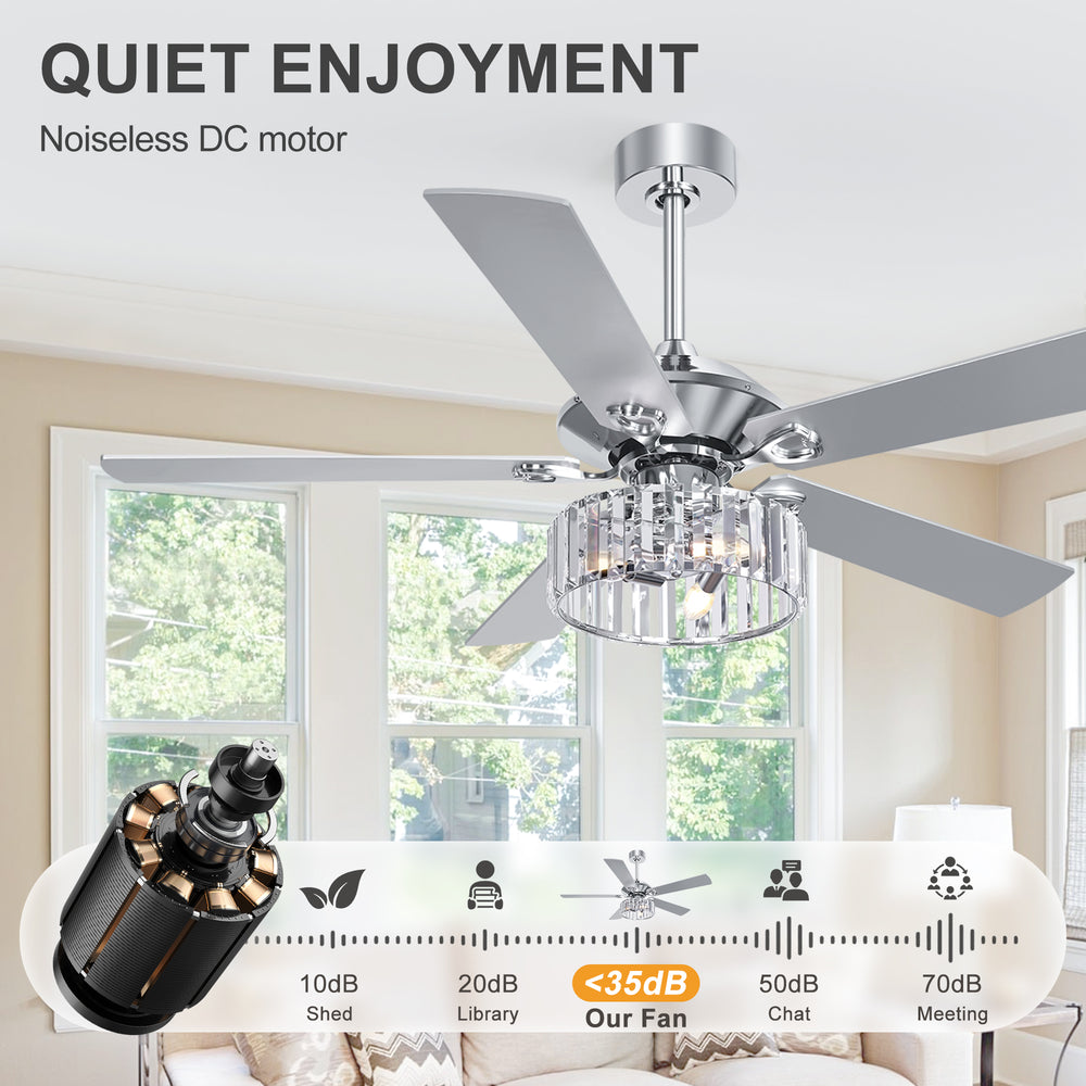 52-inch 5-Blade Standard Ceiling Fan with Remote Control and Light Kit Included