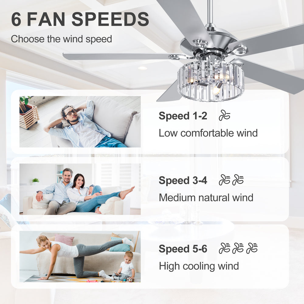 52-inch 5-Blade Standard Ceiling Fan with Remote Control and Light Kit Included