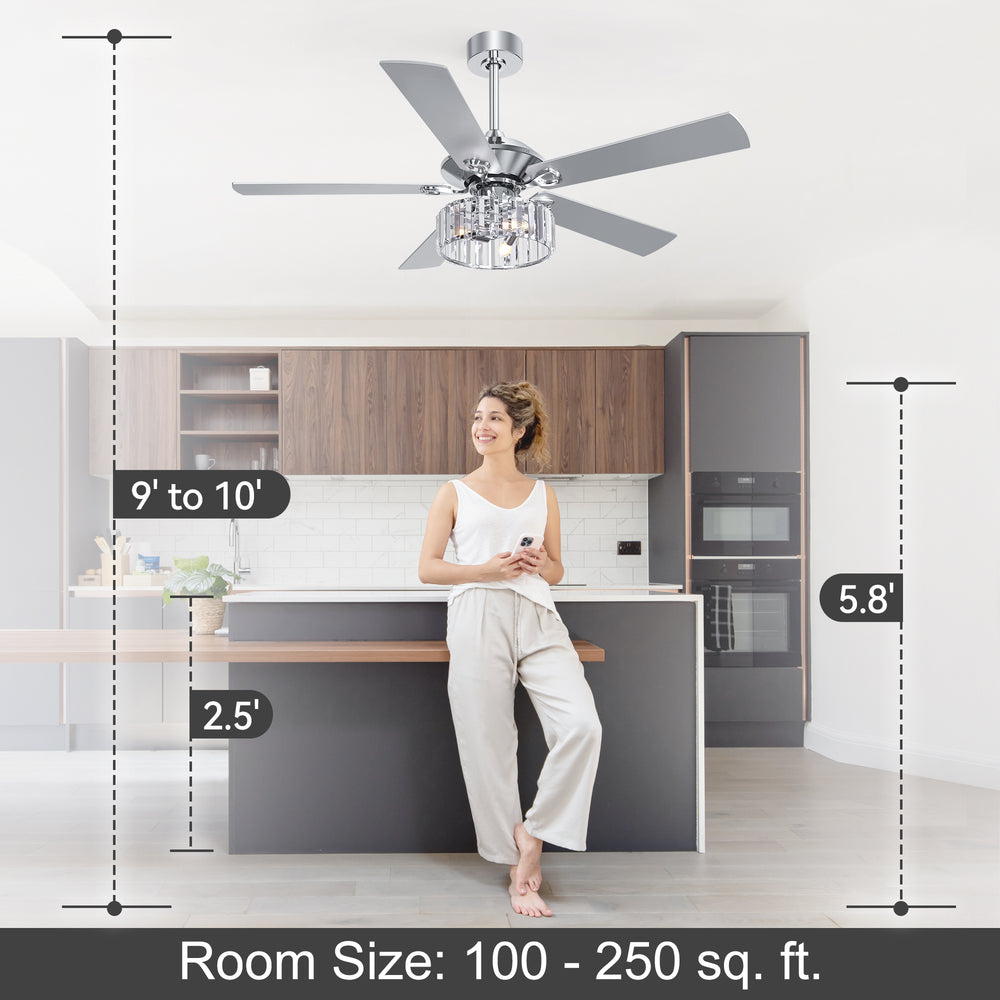 52-inch 5-Blade Standard Ceiling Fan with Remote Control and Light Kit Included