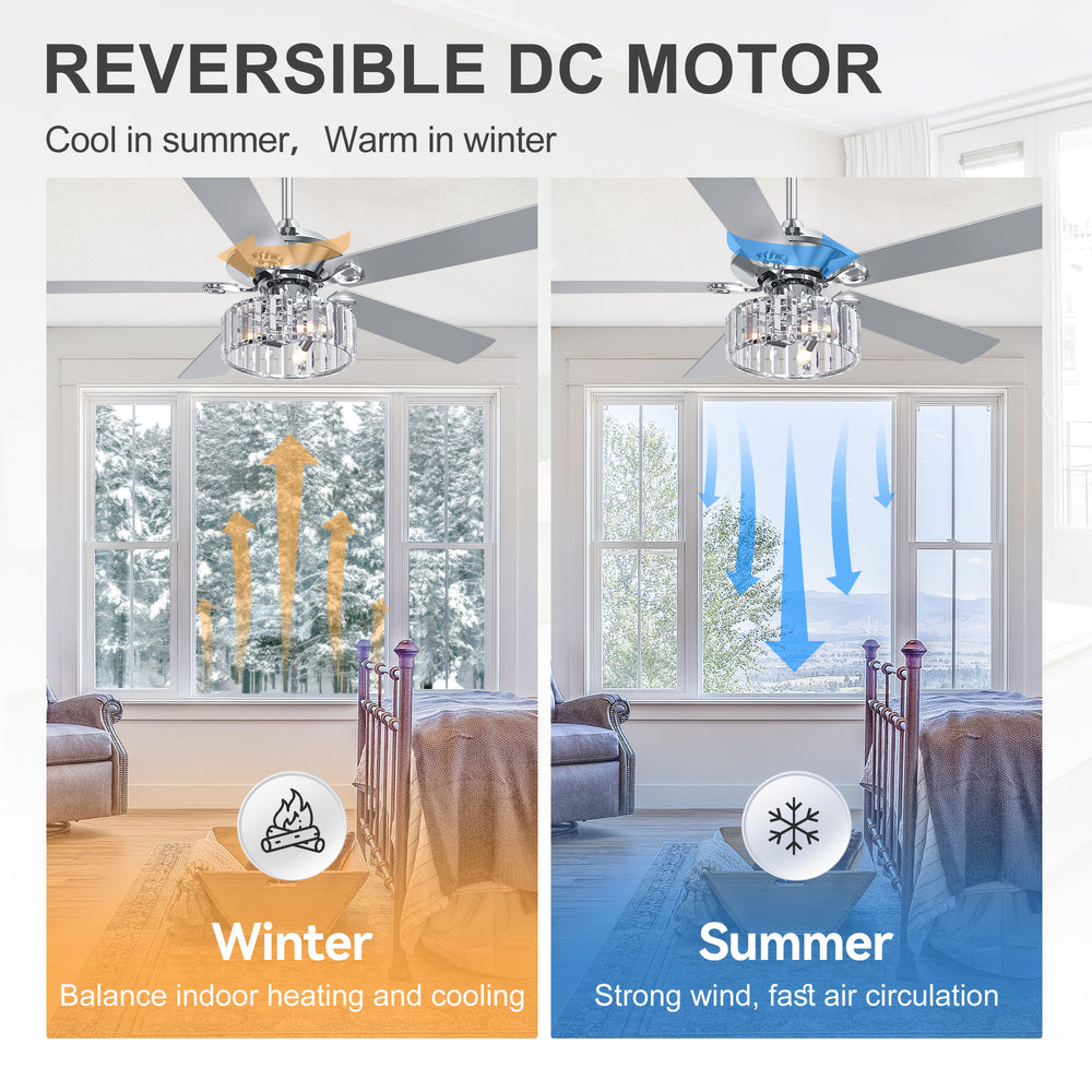 52-inch 5-Blade Standard Ceiling Fan with Remote Control and Light Kit Included