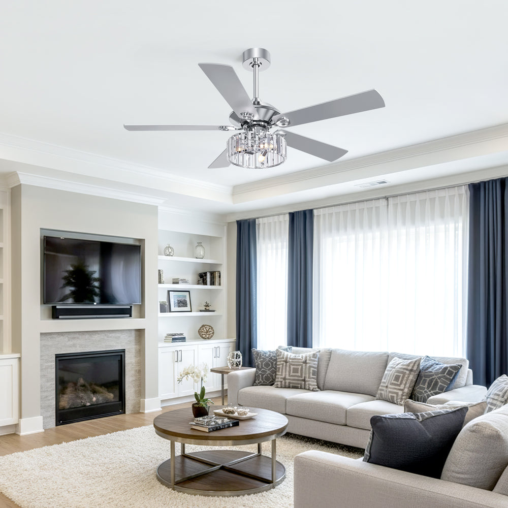 52-inch 5-Blade Standard Ceiling Fan with Remote Control and Light Kit Included