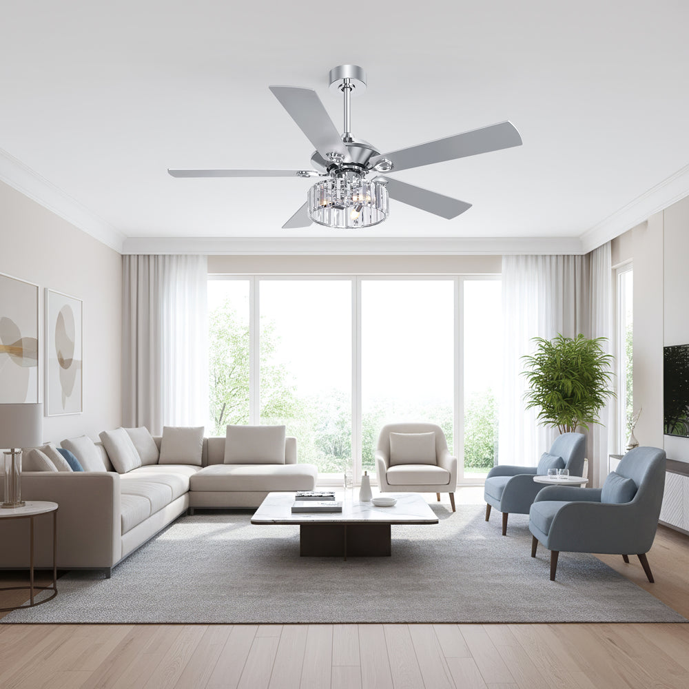 52-inch 5-Blade Standard Ceiling Fan with Remote Control and Light Kit Included