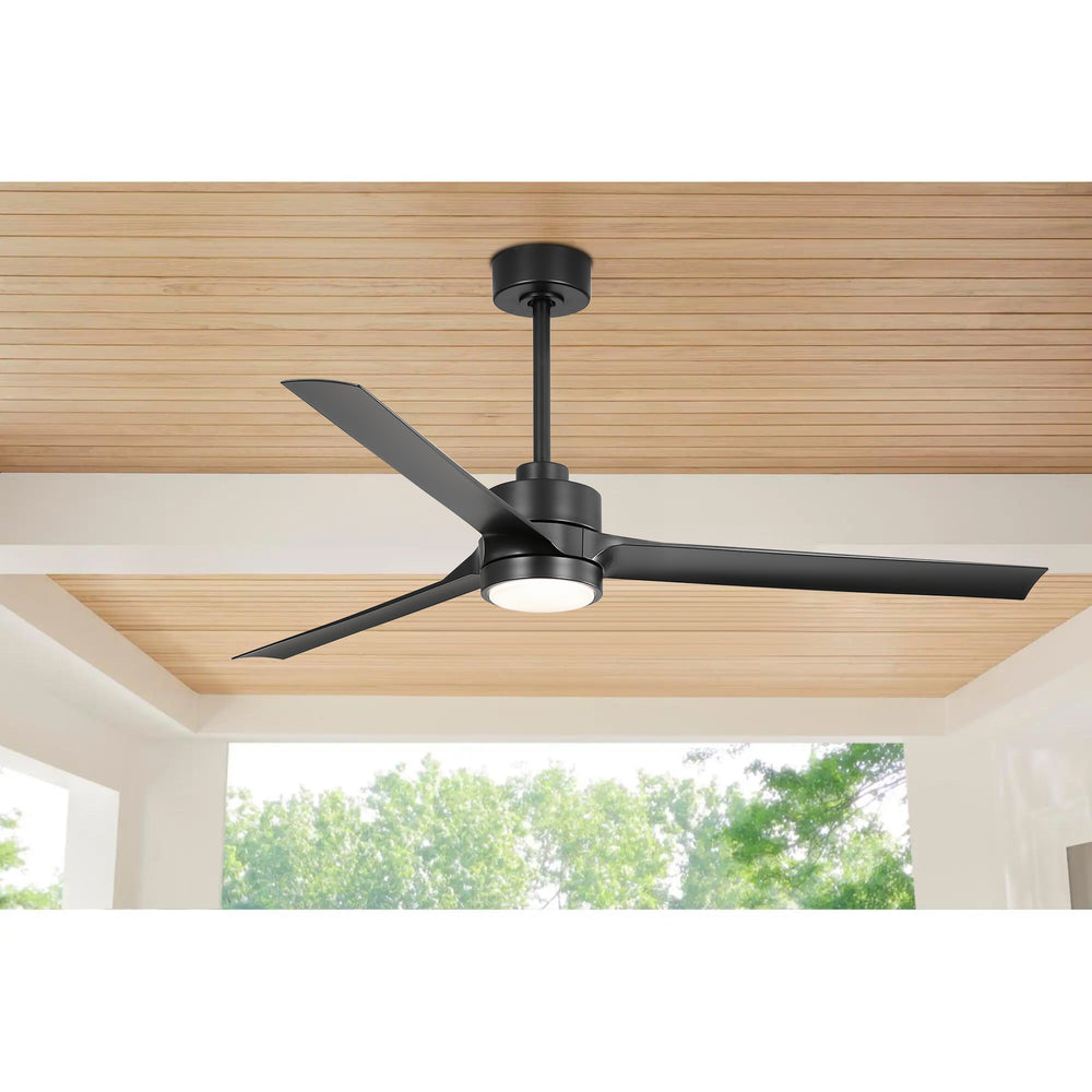 60-in Integrated LED Indoor Ceiling Fans with Light and Remote Control, 6" and 12" Downrod Included