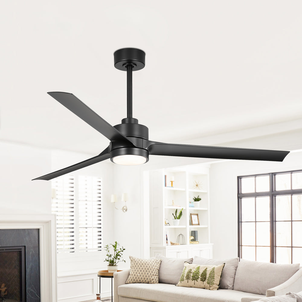60-in Integrated LED Indoor Ceiling Fans with Light and Remote Control, 6" and 12" Downrod Included