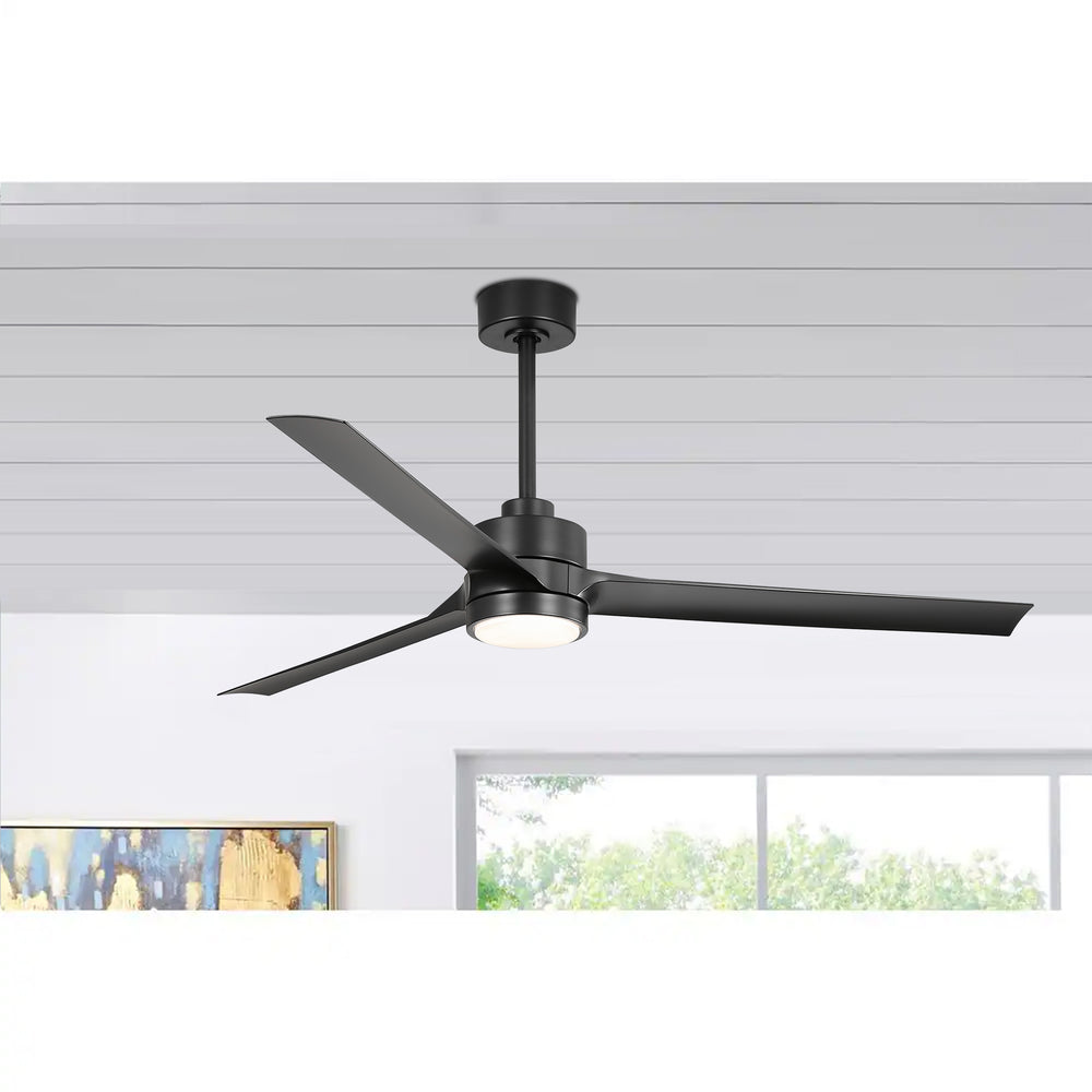 60-in Integrated LED Indoor Ceiling Fans with Light and Remote Control, 6" and 12" Downrod Included