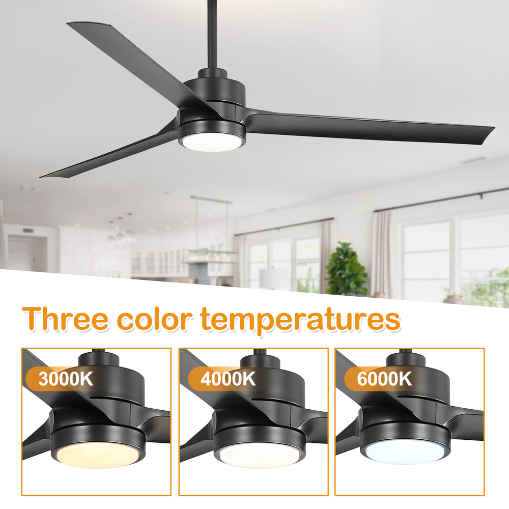 60-in Integrated LED Indoor Ceiling Fans with Light and Remote Control, 6" and 12" Downrod Included