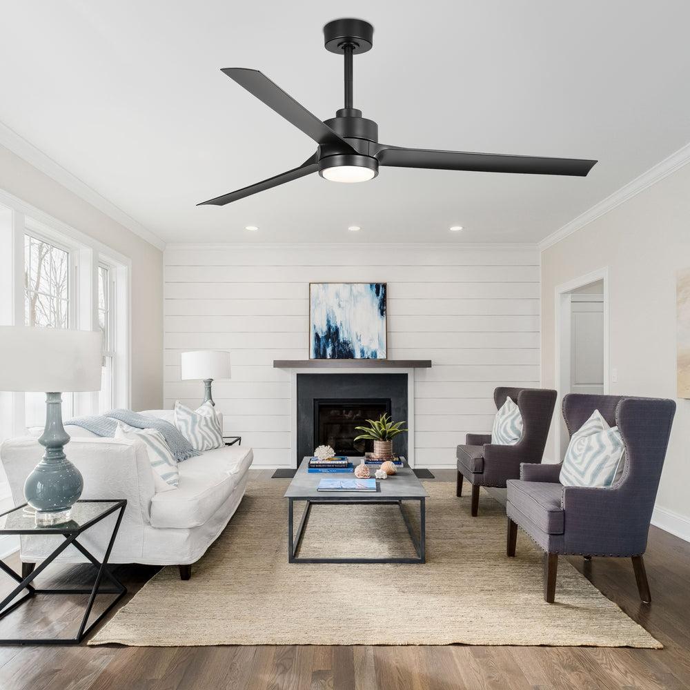 60-in Integrated LED Indoor Ceiling Fans with Light and Remote Control, 6" and 12" Downrod Included