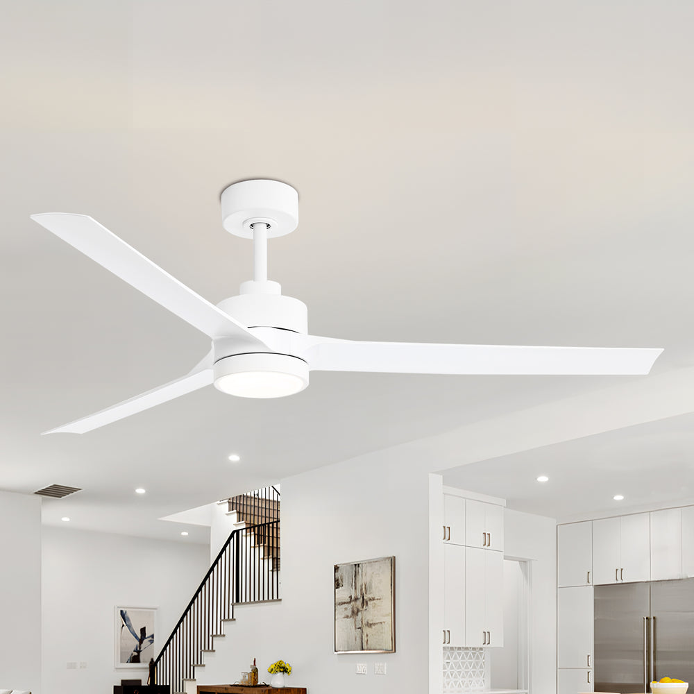 60-in Integrated LED Indoor Ceiling Fans with Light and Remote Control, 6" and 12" Downrod Included