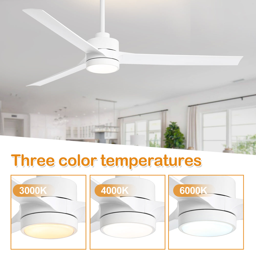 60-in Integrated LED Indoor Ceiling Fans with Light and Remote Control, 6" and 12" Downrod Included