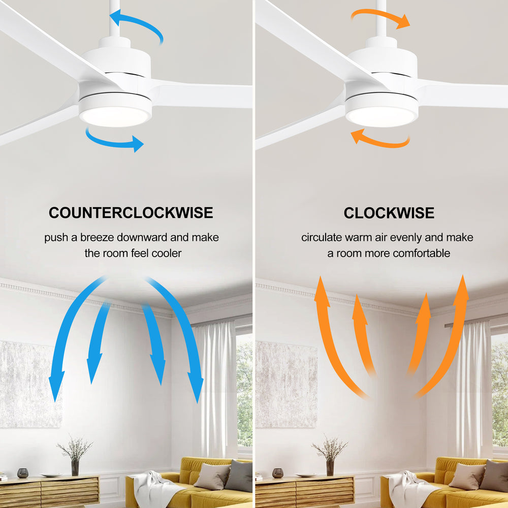 60-in Integrated LED Indoor Ceiling Fans with Light and Remote Control, 6" and 12" Downrod Included