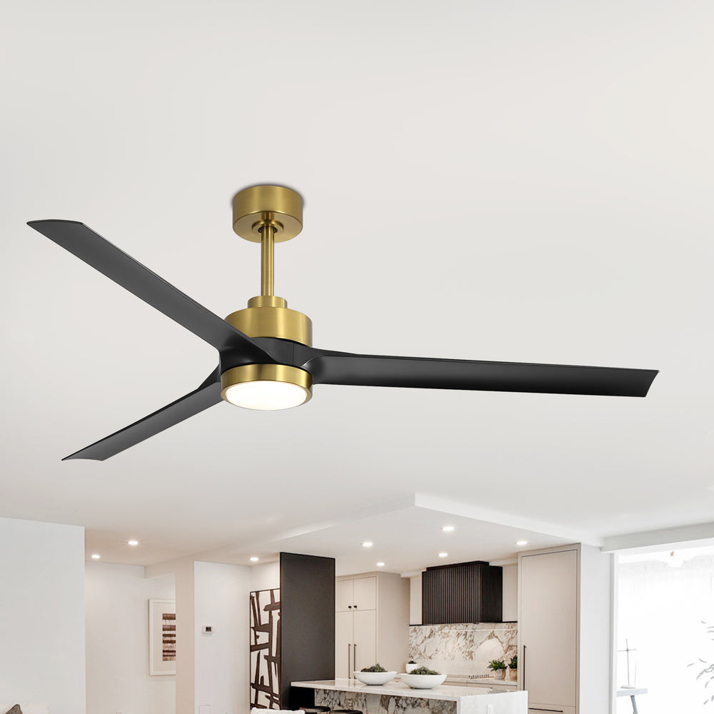 60-in Integrated LED Indoor Ceiling Fans with Light and Remote Control, 6" and 12" Downrod Included