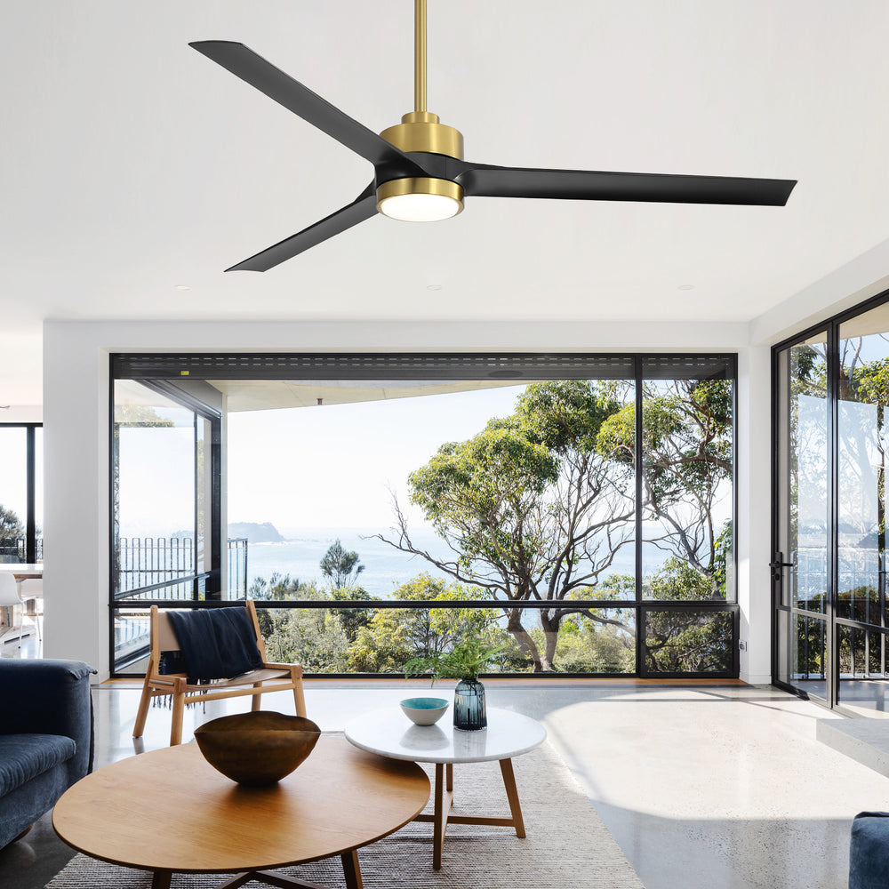 60-in Integrated LED Indoor Ceiling Fans with Light and Remote Control, 6" and 12" Downrod Included