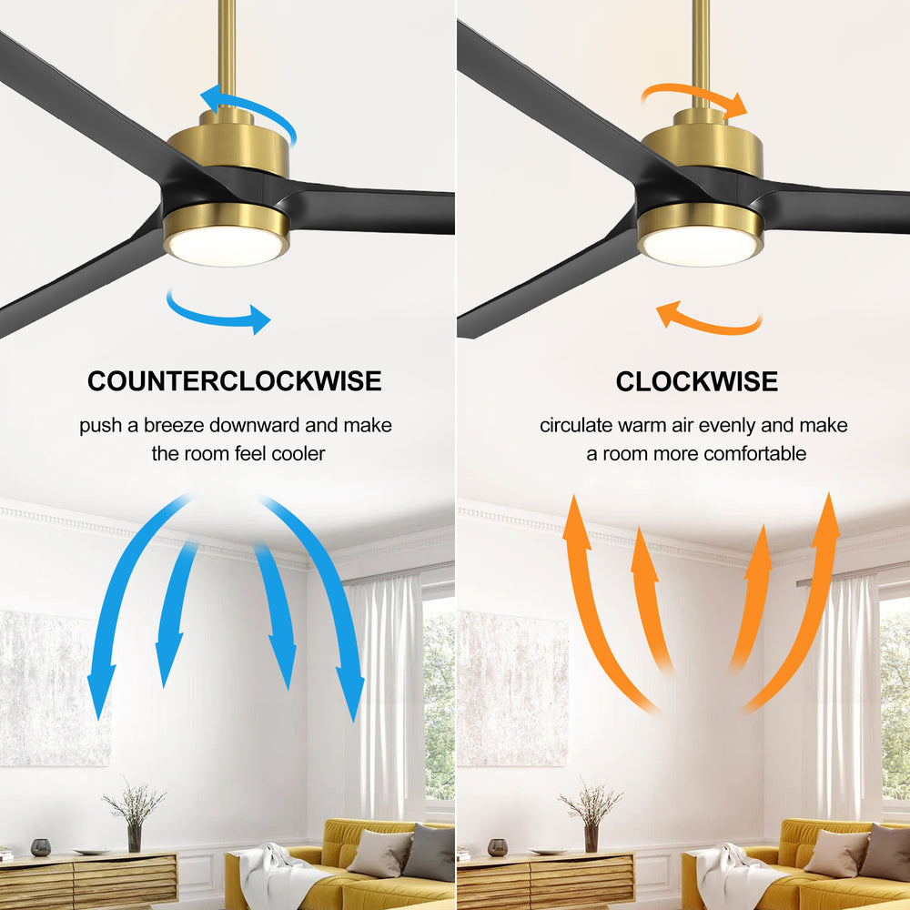 60-in Integrated LED Indoor Ceiling Fans with Light and Remote Control, 6" and 12" Downrod Included