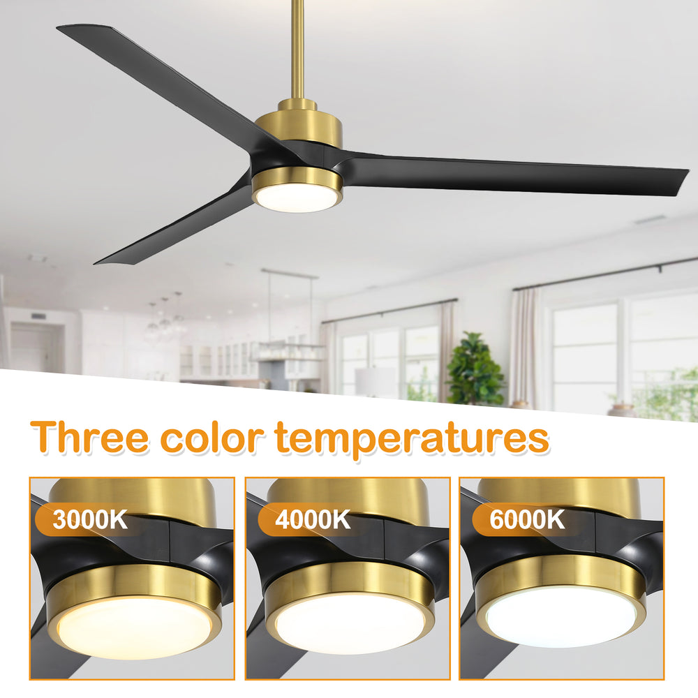 60-in Integrated LED Indoor Ceiling Fans with Light and Remote Control, 6" and 12" Downrod Included