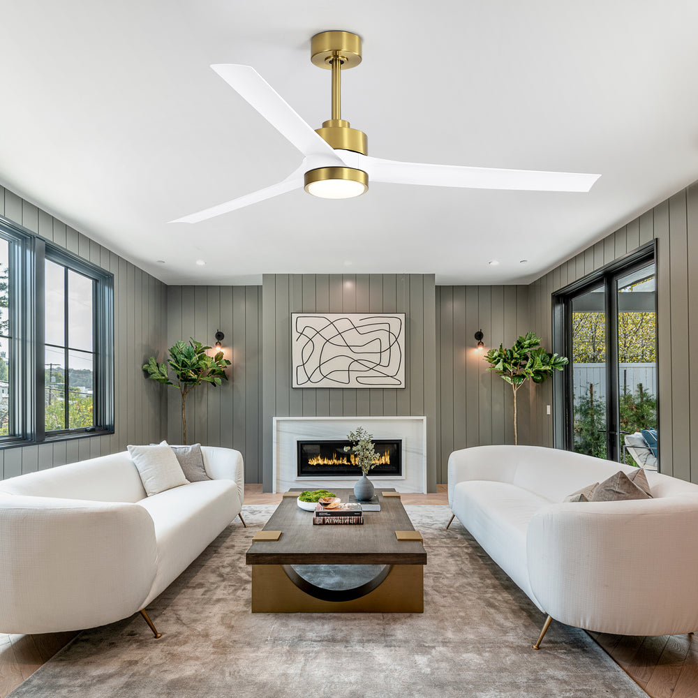 60-in Integrated LED Indoor Ceiling Fans with Light and Remote Control, 6" and 12" Downrod Included
