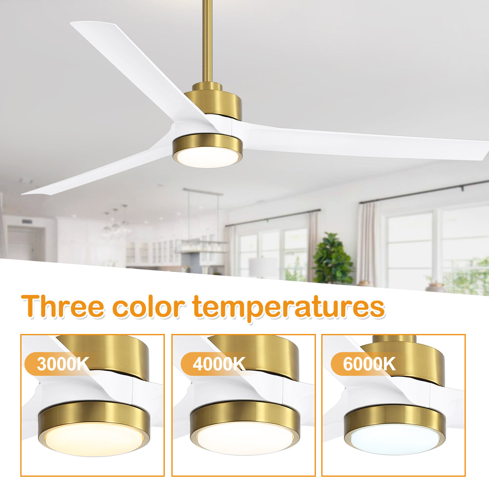60-in Integrated LED Indoor Ceiling Fans with Light and Remote Control, 6" and 12" Downrod Included