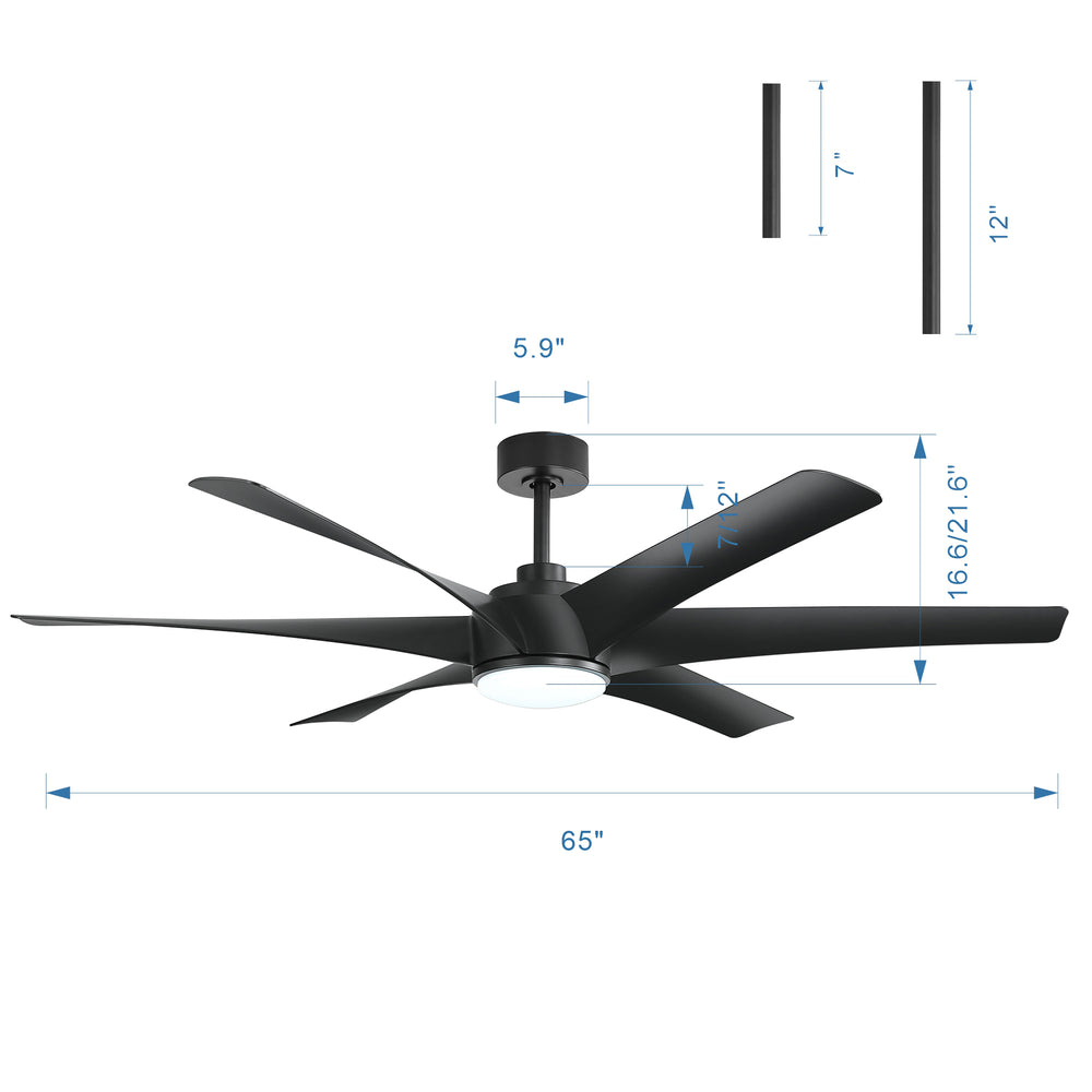 65-in Indoor Large LED Ceiling Fan with Light Remote (6-Blade)