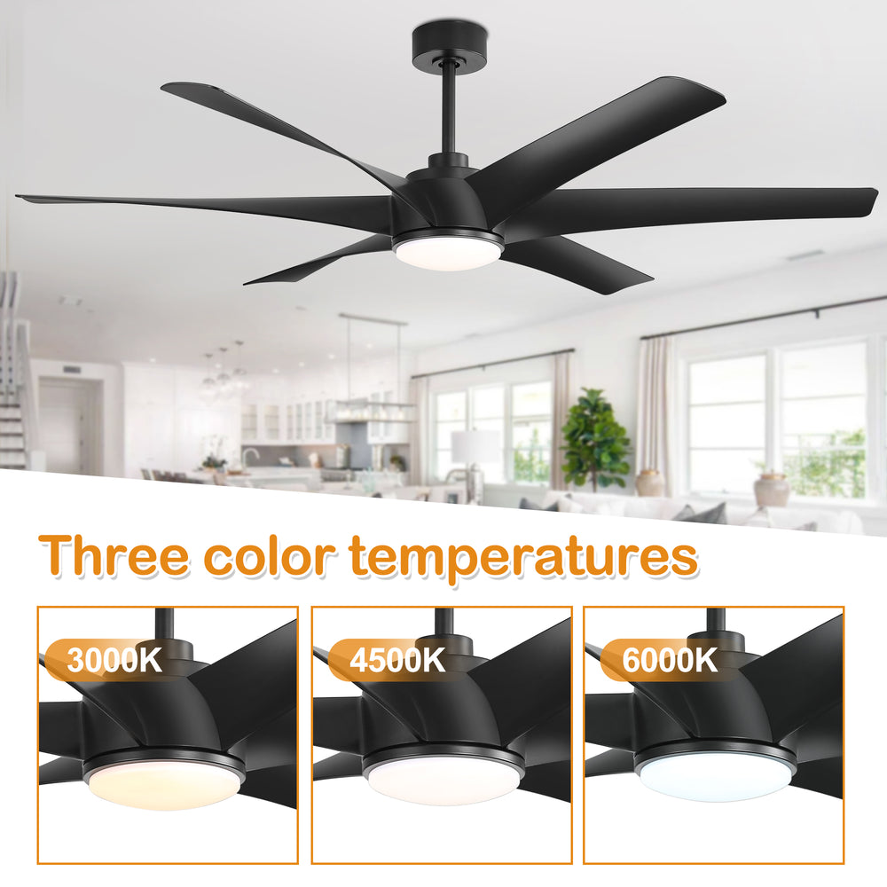 65-in Indoor Large LED Ceiling Fan with Light Remote (6-Blade)