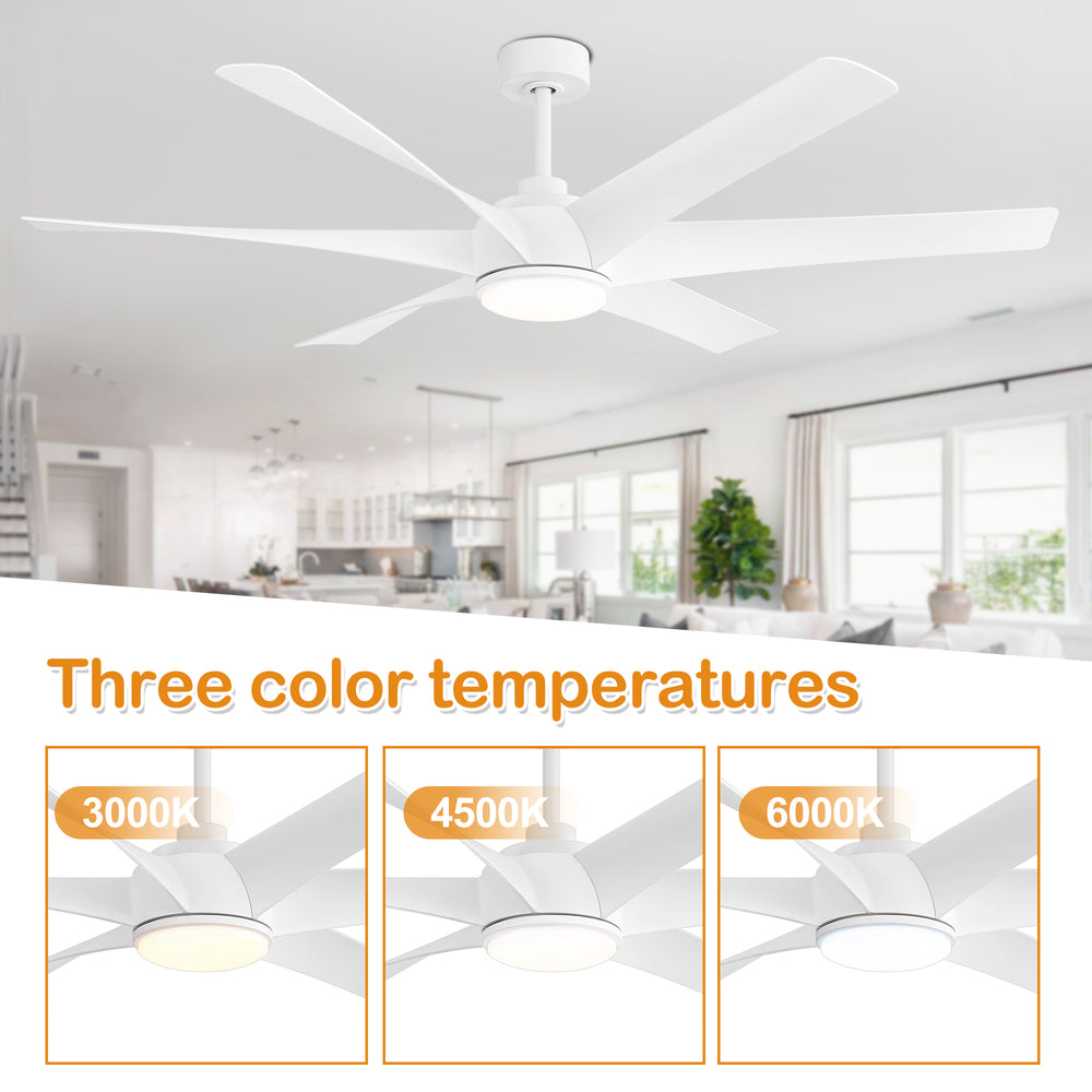 65-in Indoor Large LED Ceiling Fan with Light Remote (6-Blade)