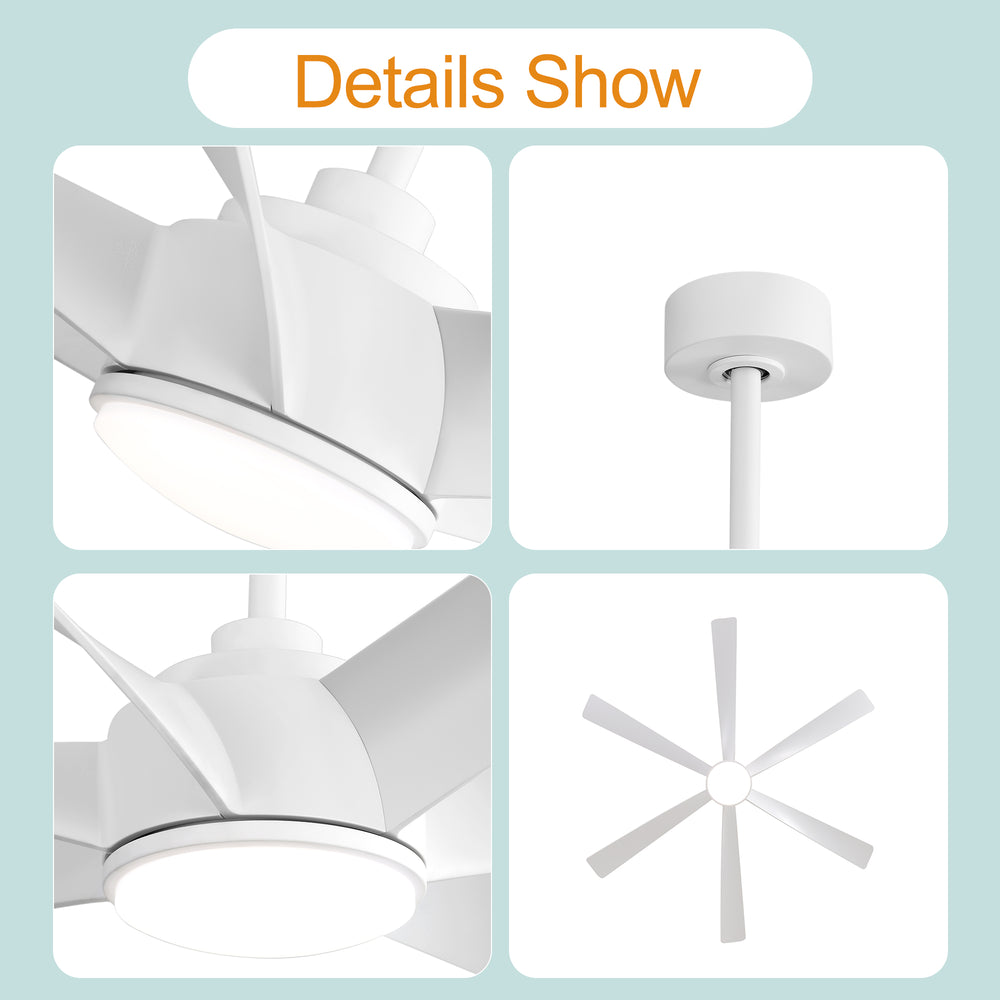 65-in Indoor Large LED Ceiling Fan with Light Remote (6-Blade)