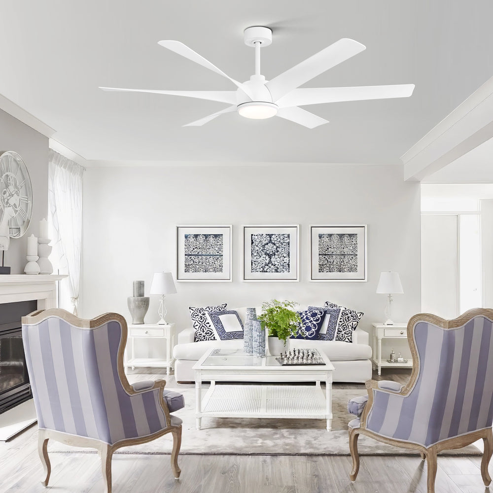 65-in Indoor Large LED Ceiling Fan with Light Remote (6-Blade)