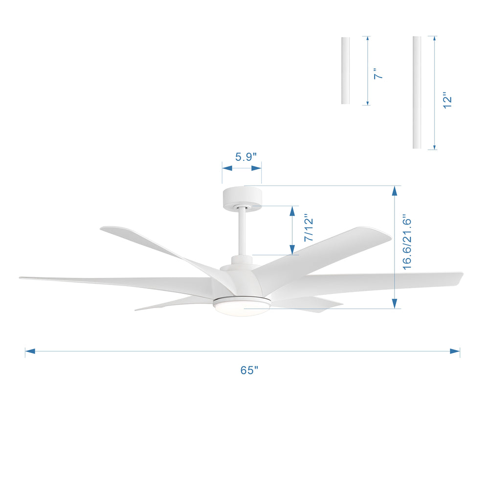 65-in Indoor Large LED Ceiling Fan with Light Remote (6-Blade)