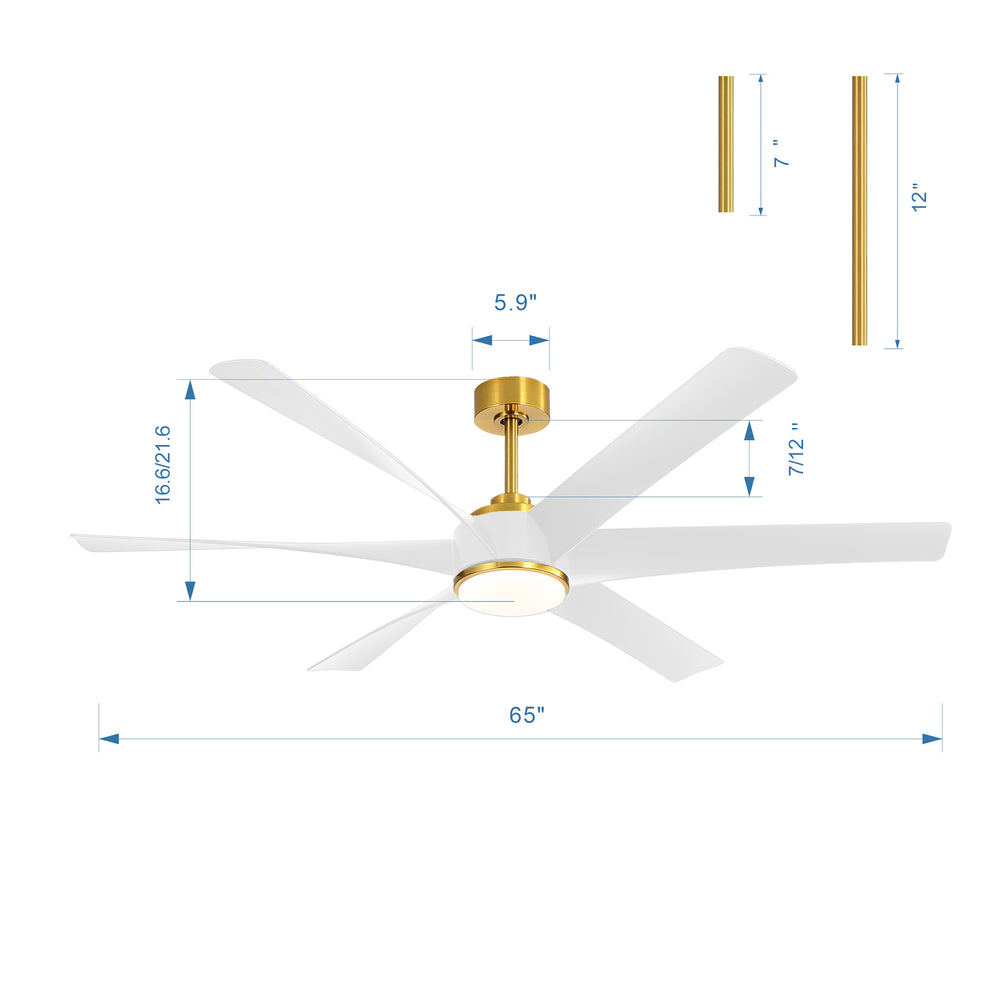 65-in Indoor Large LED Ceiling Fan with Light Remote (6-Blade)