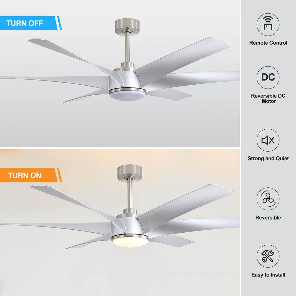 65-in Indoor Large LED Ceiling Fan with Light Remote (6-Blade)