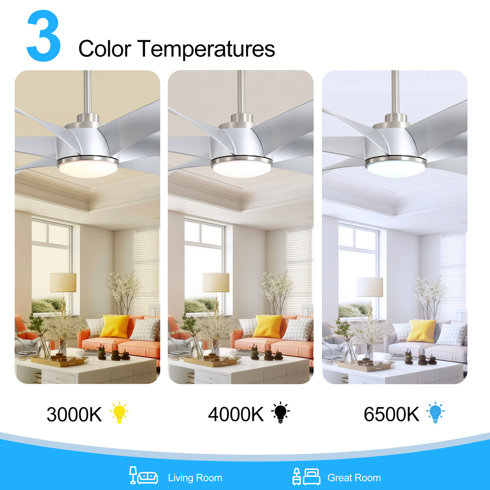65-in Indoor Large LED Ceiling Fan with Light Remote (6-Blade)