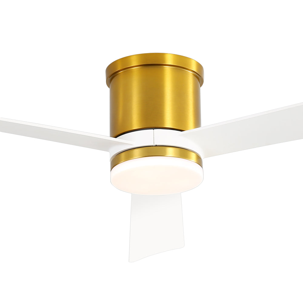 52 Inch 3-Blade Ceiling Fan with Light, Ceiling Fans with LED Light Remote Control with Reversible DC Motor, Flush Mount for Indoor Bedroom Kitchen Farmhouse