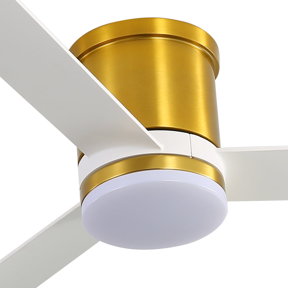 52 Inch 3-Blade Ceiling Fan with Light, Ceiling Fans with LED Light Remote Control with Reversible DC Motor, Flush Mount for Indoor Bedroom Kitchen Farmhouse
