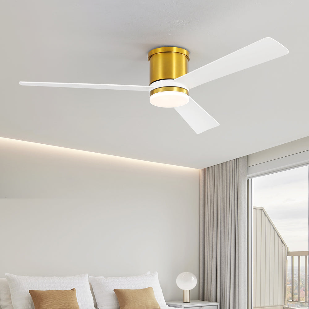 52 Inch 3-Blade Ceiling Fan with Light, Ceiling Fans with LED Light Remote Control with Reversible DC Motor, Flush Mount for Indoor Bedroom Kitchen Farmhouse