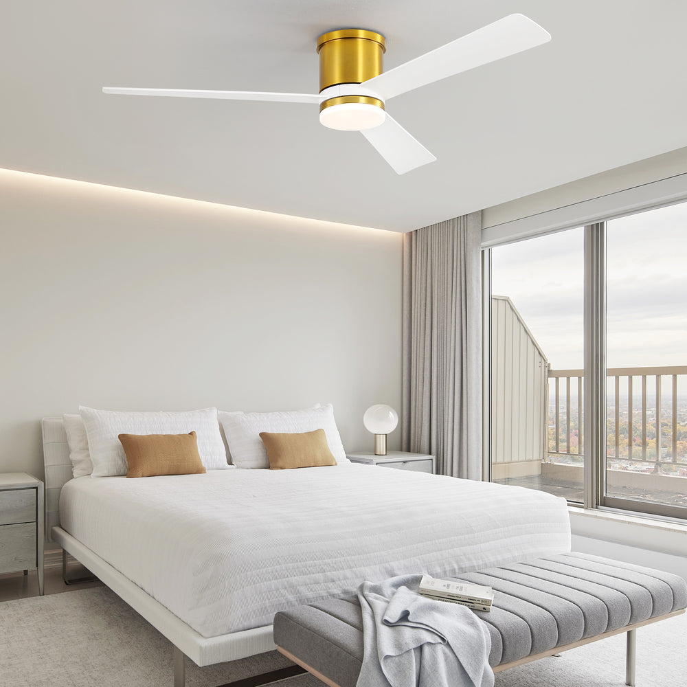 52 Inch 3-Blade Ceiling Fan with Light, Ceiling Fans with LED Light Remote Control with Reversible DC Motor, Flush Mount for Indoor Bedroom Kitchen Farmhouse