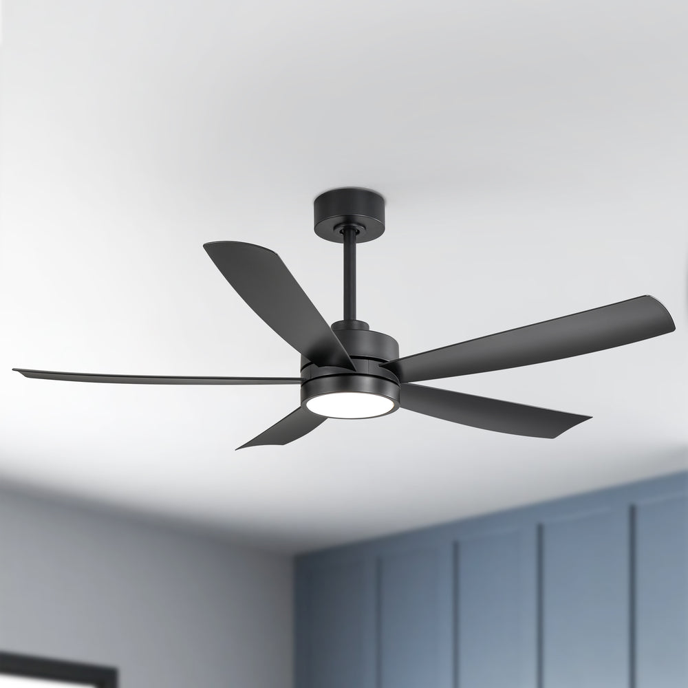 52-inch 5-Blade LED Ceiling Fan with Light and Remote,5" and 10" Downrods Included