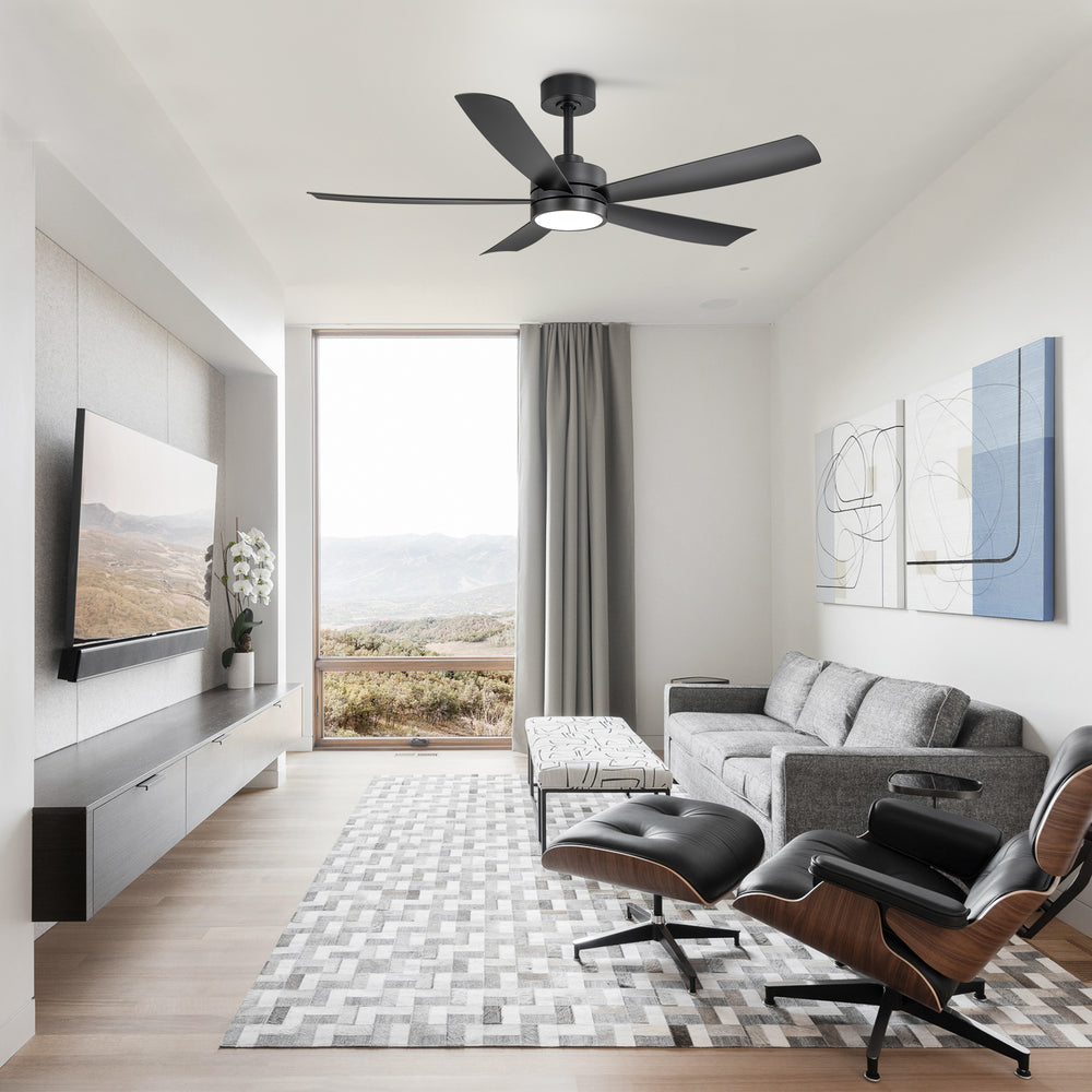 52-inch 5-Blade LED Ceiling Fan with Light and Remote,5" and 10" Downrods Included
